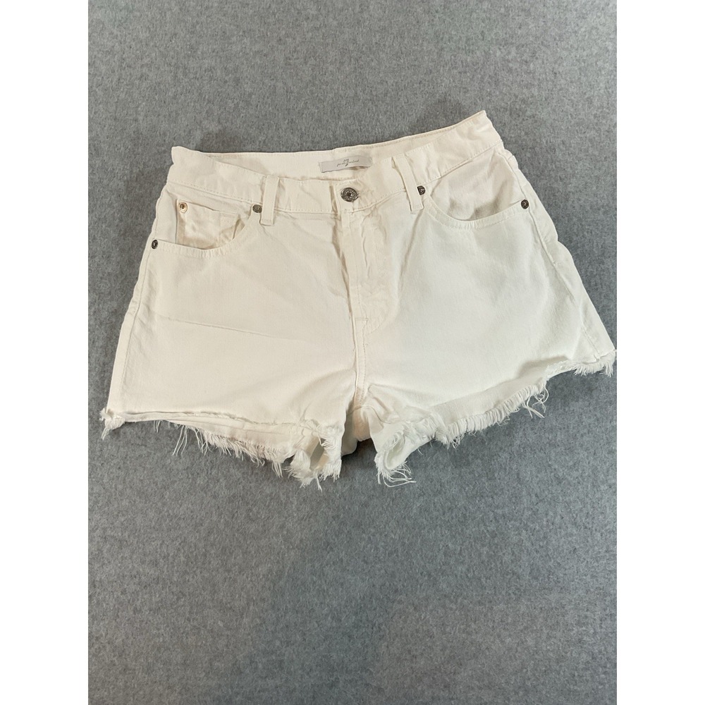 Seven 7 For All Mankind Denim Women's Shorts Size 27 Distressed White Denim #389